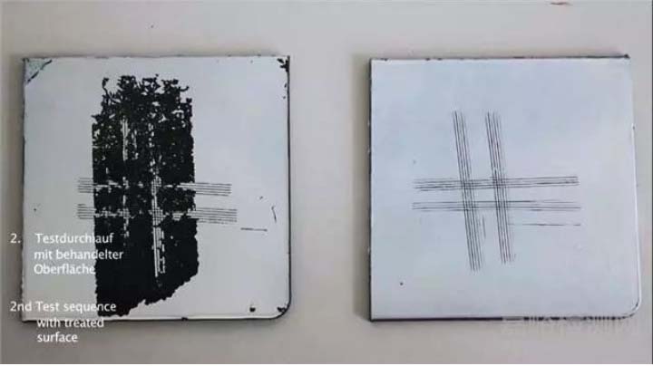 根據(jù)漆膜脫落的情況做附著力評判
