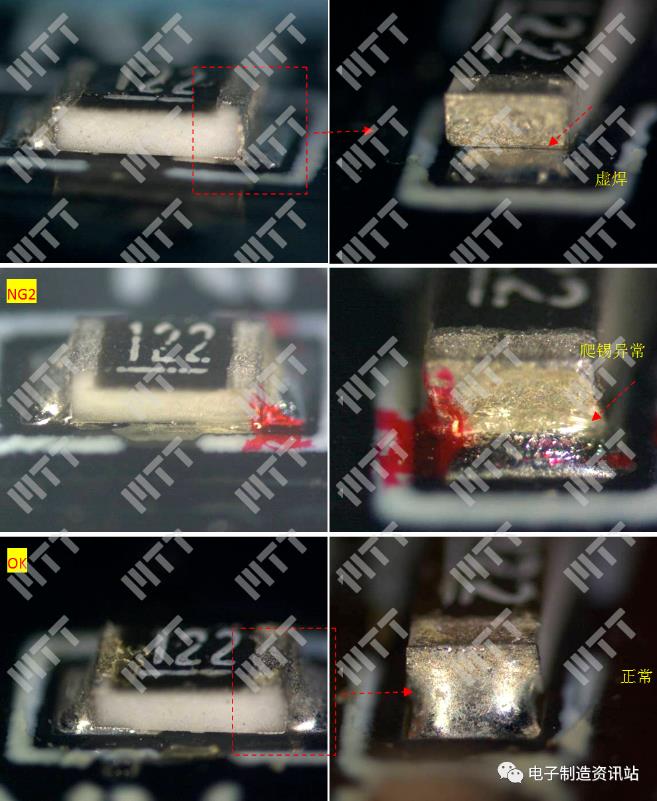 PCBA電阻焊點光學(xué)檢查典型照片