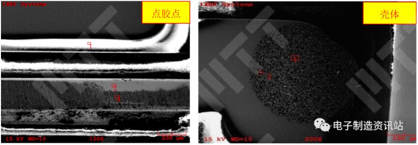 NG1晶振膠體EDS和殼體EDS測試結(jié)果