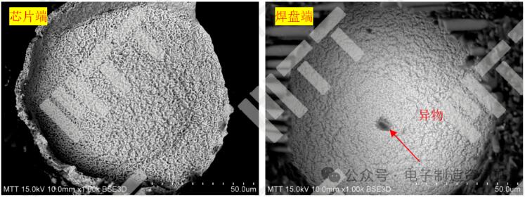 OK焊點(diǎn)芯片端剝離界面SEM圖片